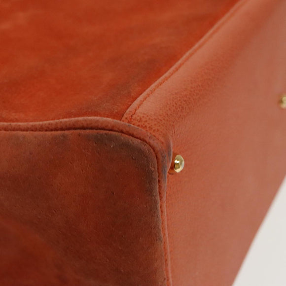 GUCCI Bamboo Hand Bag Suede 2way Orange Gold 002 123 0322 Auth 94808