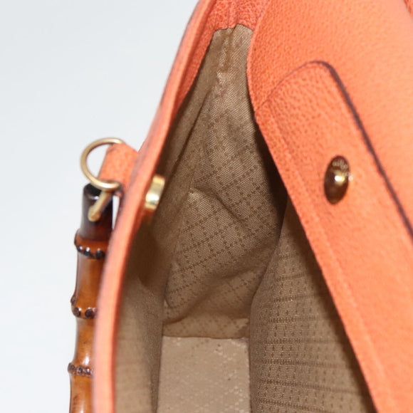 GUCCI Bamboo Hand Bag Suede 2way Orange Gold 002 123 0322 Auth 94808
