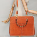 GUCCI Bamboo Hand Bag Suede 2way Orange Gold 002 123 0322 Auth 94808-28