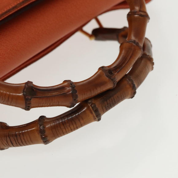 GUCCI Bamboo Hand Bag Suede 2way Orange Gold 002 123 0322 Auth 94808
