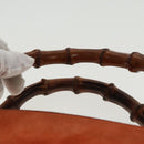 GUCCI Bamboo Hand Bag Suede 2way Orange Gold 002 123 0322 Auth 94808-8