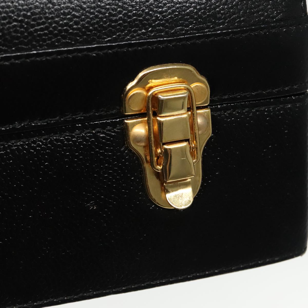 VERSACE Hand Bag Leather Black Gold Auth 94809