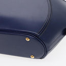 HERMES Ildo Shiki Hand Bag Leather Blue Gold Auth 94816A-14