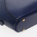HERMES Ildo Shiki Hand Bag Leather Blue Gold Auth 94816A-15