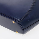 HERMES Ildo Shiki Hand Bag Leather Blue Gold Auth 94816A-16