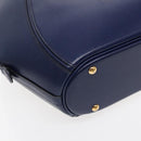 HERMES Ildo Shiki Hand Bag Leather Blue Gold Auth 94816A-17