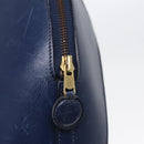 HERMES Ildo Shiki Hand Bag Leather Blue Gold Auth 94816A-9