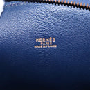 HERMES Ildo Shiki Hand Bag Leather Blue Gold Auth 94816A-18