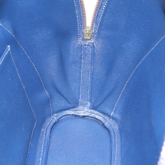 HERMES Ildo Shiki Hand Bag Leather Blue Gold Auth 94816A