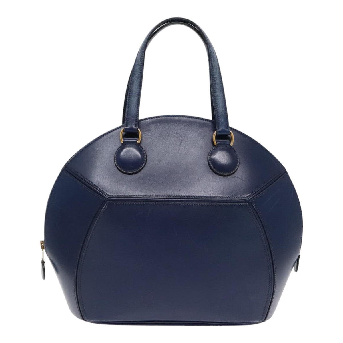 HERMES Ildo Shiki Hand Bag Leather Blue Gold Auth 94816A