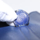 HERMES Ildo Shiki Hand Bag Leather Blue Gold Auth 94816A-11