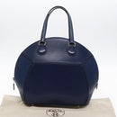 HERMES Ildo Shiki Hand Bag Leather Blue Gold Auth 94816A-12