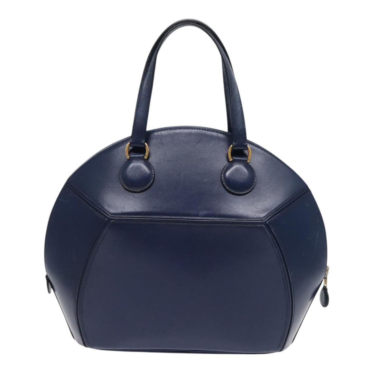 HERMES Ildo Shiki Hand Bag Leather Blue Gold Auth 94816A - 0