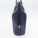 HERMES Ildo Shiki Hand Bag Leather Blue Gold Auth 94816A-3