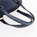 HERMES Ildo Shiki Hand Bag Leather Blue Gold Auth 94816A-7