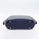 HERMES Ildo Shiki Hand Bag Leather Blue Gold Auth 94816A-5
