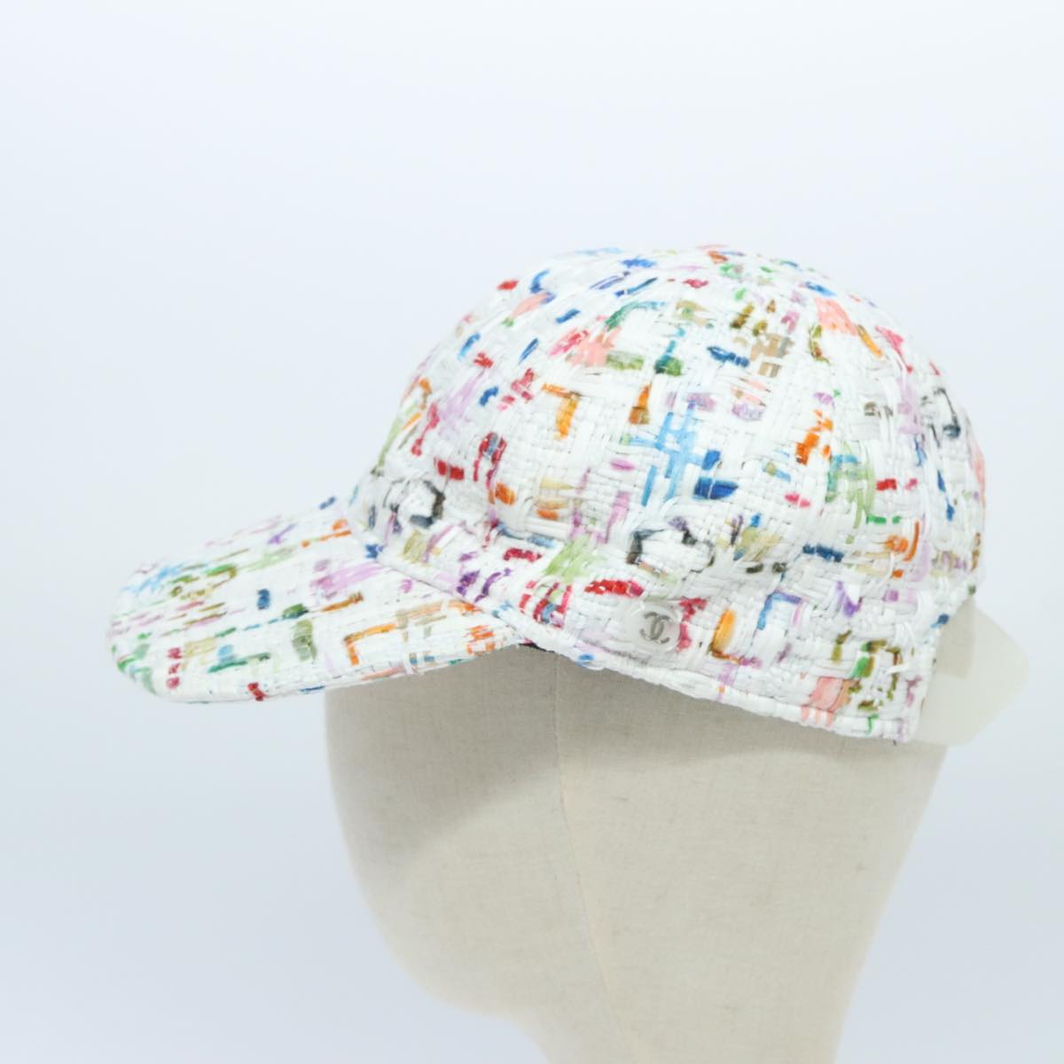 CHANEL Cap Tweed M Multicolor CC Auth 94826A