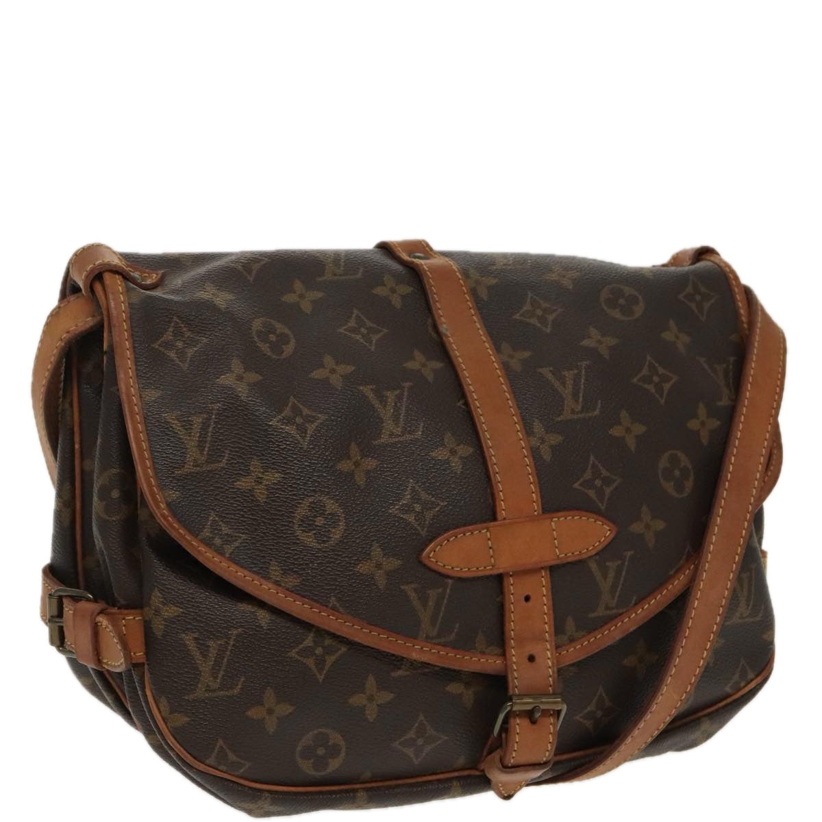 LOUIS VUITTON Monogram Saumur 30 Shoulder Bag M42256 LV Auth 94834