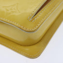 LOUIS VUITTON Monogram Vernis Motto Pouch Lime Yellow M91059 LV Auth 94843-13