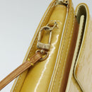 LOUIS VUITTON Monogram Vernis Motto Pouch Lime Yellow M91059 LV Auth 94843-8
