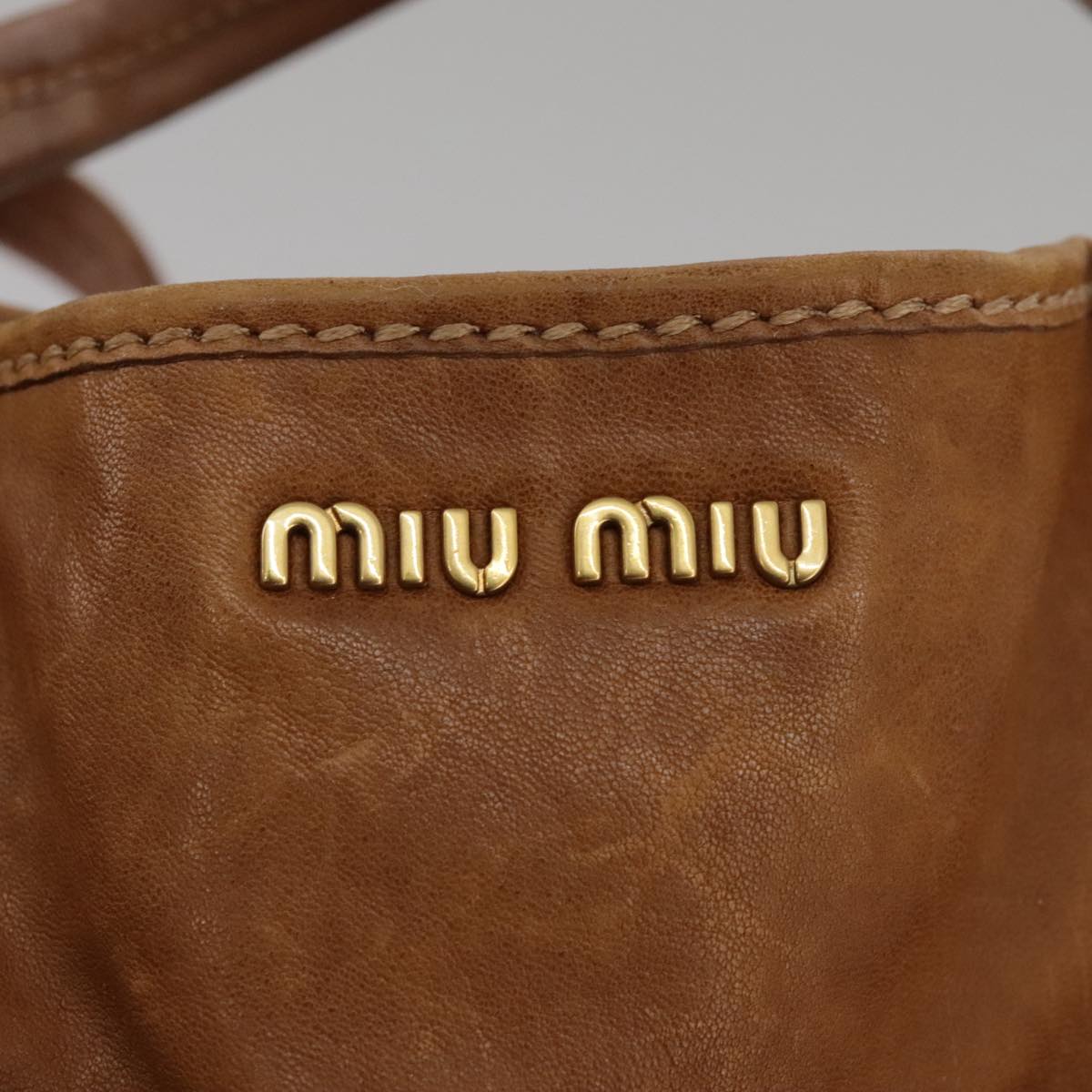 Miu Miu Shoulder Bag Suede Leather 2way Brown Gold Auth 94889