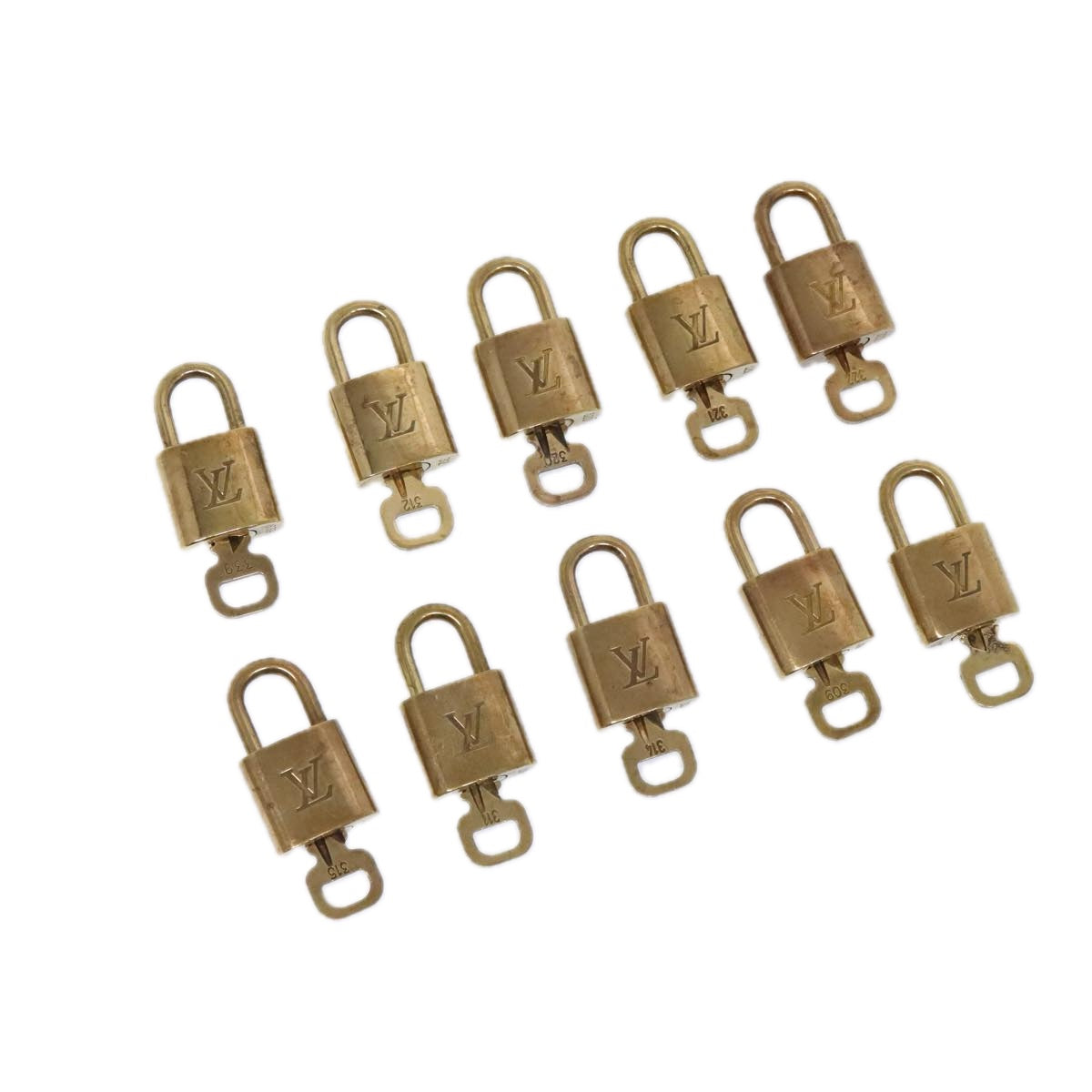 LOUIS VUITTON Padlock 10set metal Gold Tone LV Auth 94900