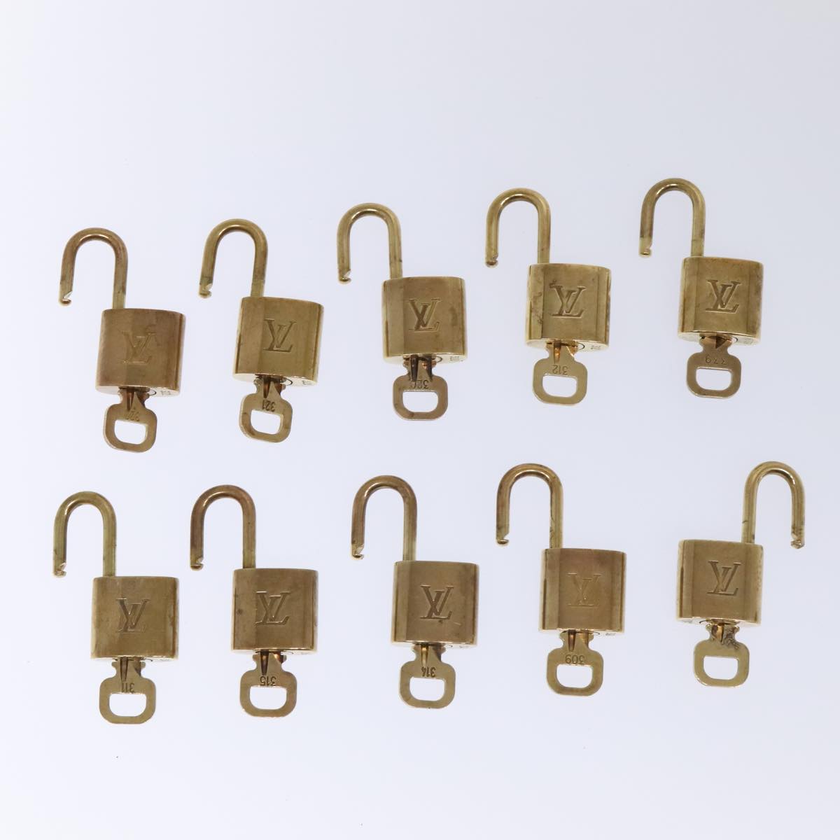 LOUIS VUITTON Padlock 10set metal Gold Tone LV Auth 94900