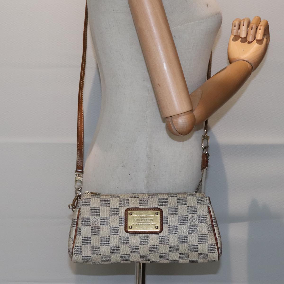 LOUIS VUITTON Damier Azur Eva Shoulder Bag 2way N55214 LV Auth 94943