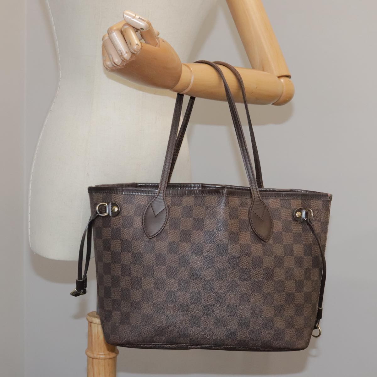 LOUIS VUITTON Damier Ebene Neverfull PM Tote Bag N51109 LV Auth 94946