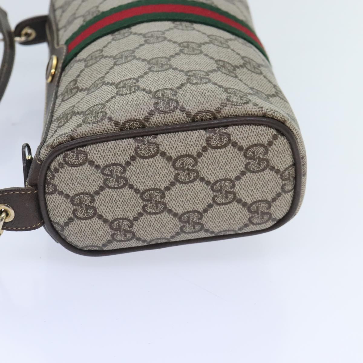 GUCCI GG Supreme Web Sherry Line Shoulder Bag PVC Beige Gold 010 378 Auth 94975