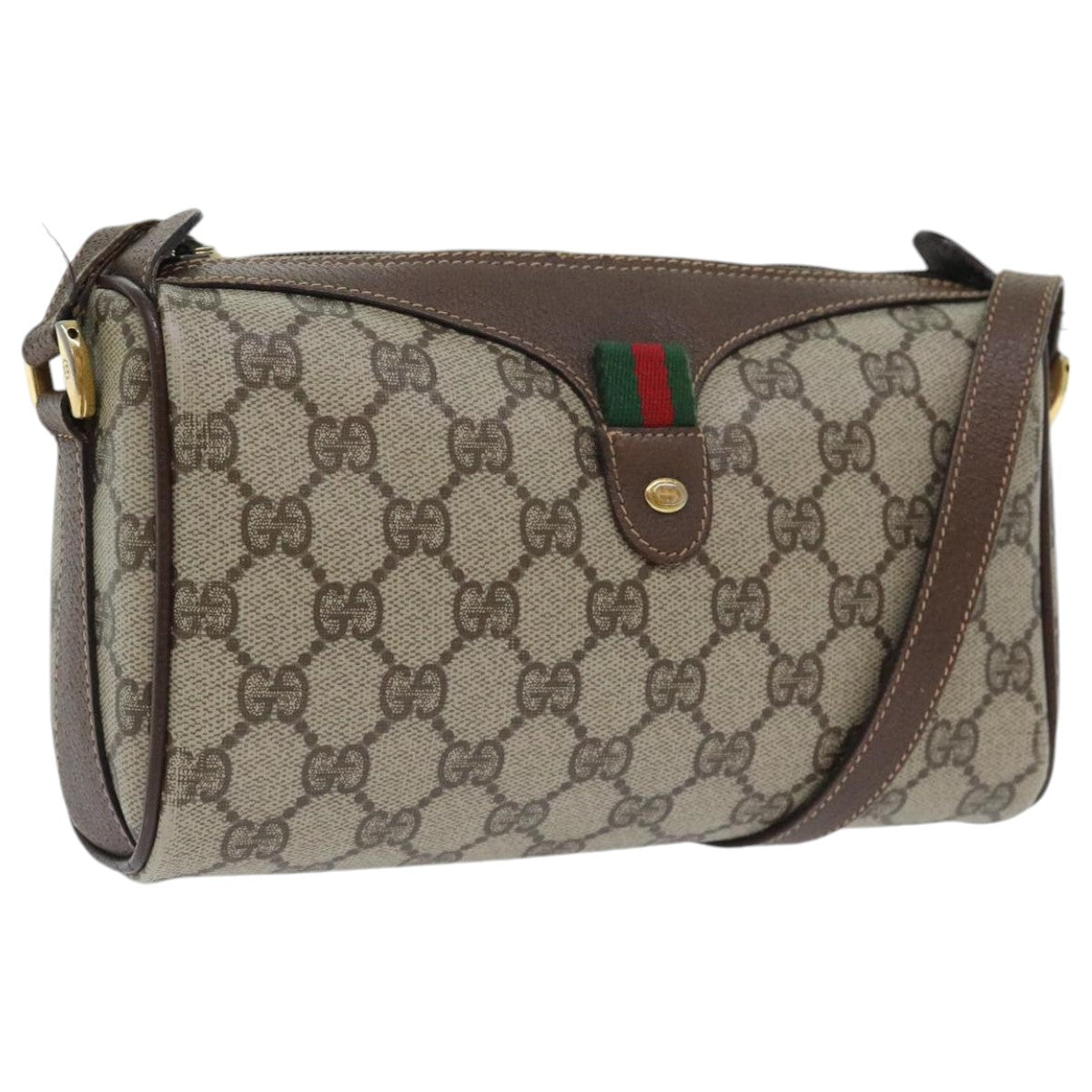 GUCCI GG Supreme Web Sherry Line Shoulder Bag PVC Beige 89 02 018 Auth 94976