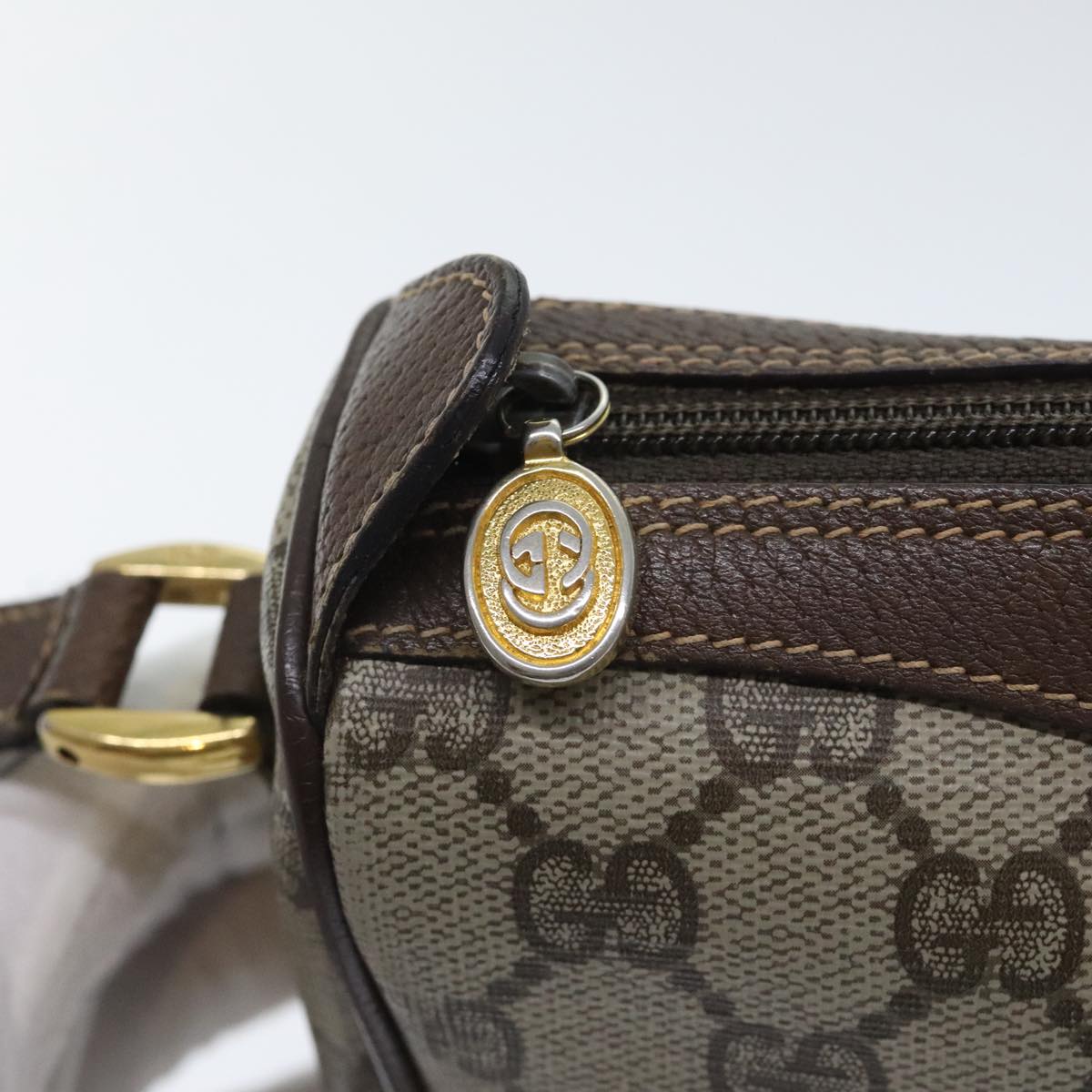 GUCCI GG Supreme Web Sherry Line Shoulder Bag PVC Beige 89 02 018 Auth 94976