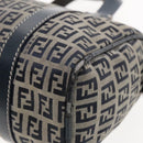 FENDI Zucchino Canvas Hand Bag Navy Silver Auth 94977-10
