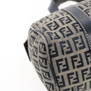FENDI Zucchino Canvas Hand Bag Navy Silver Auth 94977-11