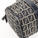 FENDI Zucchino Canvas Hand Bag Navy Silver Auth 94977-13