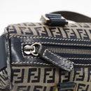 FENDI Zucchino Canvas Hand Bag Navy Silver Auth 94977-14