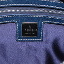 FENDI Zucchino Canvas Hand Bag Navy Silver Auth 94977-15