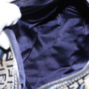 FENDI Zucchino Canvas Hand Bag Navy Silver Auth 94977-16