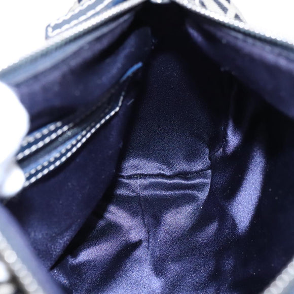 FENDI Zucchino Canvas Hand Bag Navy Silver Auth 94977