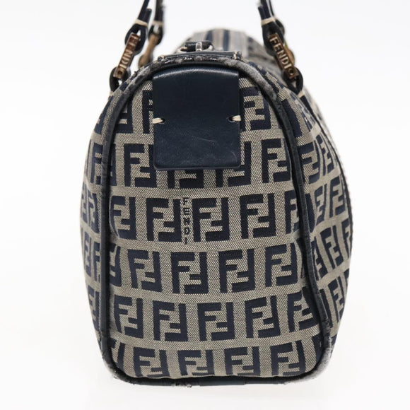 FENDI Zucchino Canvas Handtasche Marineblau Silber Original 94977