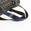 FENDI Zucchino Canvas Hand Bag Navy Silver Auth 94977-7