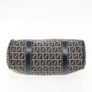 FENDI Zucchino Canvas Hand Bag Navy Silver Auth 94977-9