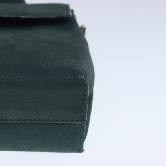 CELINE Handtasche Leder 2way Grün Gold Auth 94979