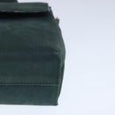 CELINE Hand Bag Leather 2way Green Gold Auth 94979-14