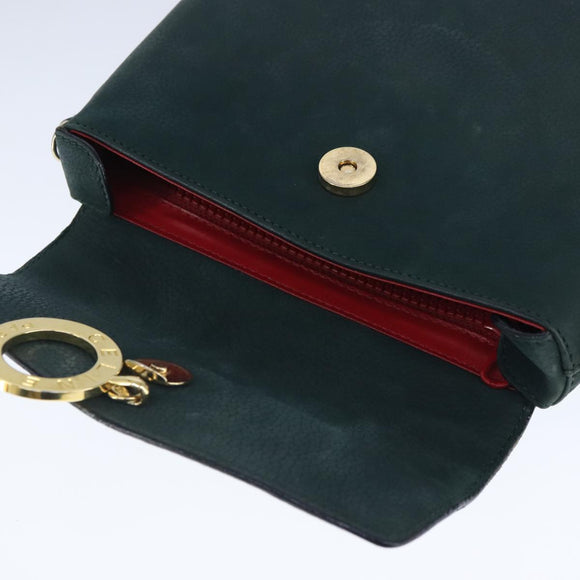 CELINE Handtasche Leder 2way Grün Gold Auth 94979