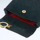 CELINE Hand Bag Leather 2way Green Gold Auth 94979-18