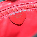 CELINE Hand Bag Leather 2way Green Gold Auth 94979-12
