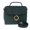 CELINE Hand Bag Leather 2way Green Gold Auth 94979-1