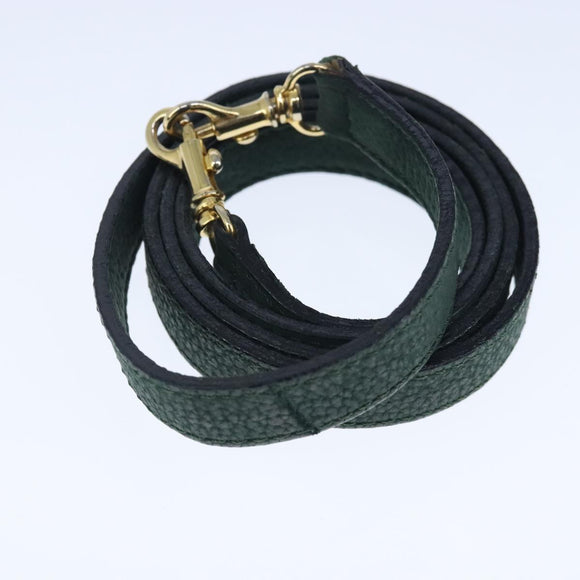 CELINE Hand Bag Leather 2way Green Gold Auth 94979