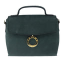 CELINE Hand Bag Leather 2way Green Gold Auth 94979-13